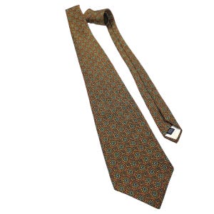 Vintage Midcentury Brown Green Tie 1960s 1970s  Polyester Retro MCM Mens Statement Accessory Gift for Him by Rooster