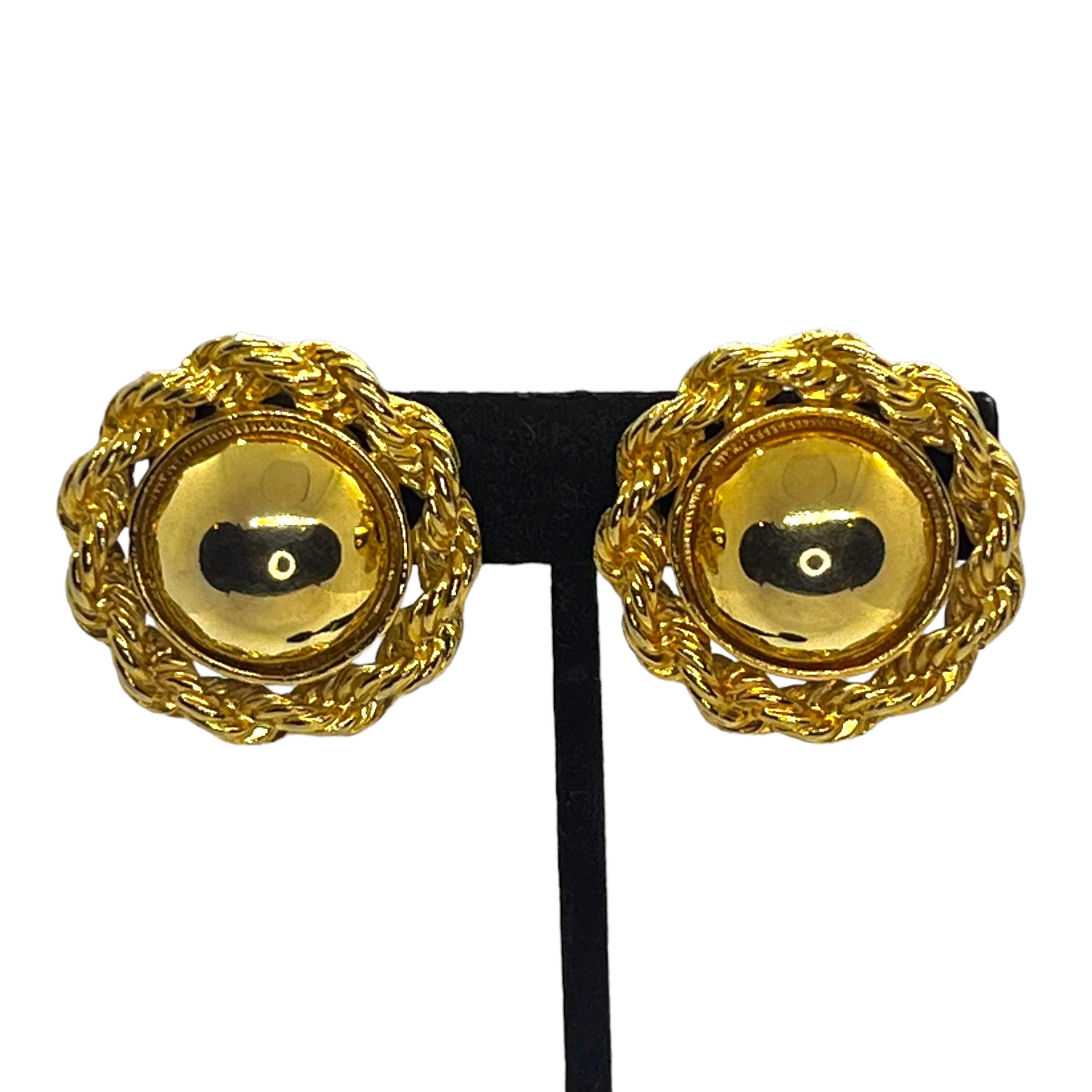 Vintage Gold Dome Chain Earrings 1980s 1990s Runway Couture 