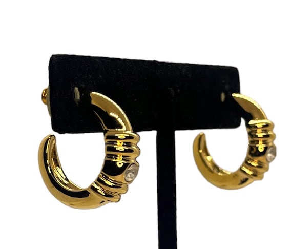 FABULOUS Vintage Piscitelli Hoop Earrings 1980s 1… - image 1