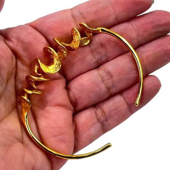 Vintage Gold Vermeil Cuff Bracelet 1990s Y2K Ster… - image 3