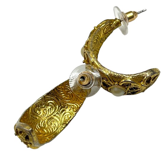 Vintage 1928 Pearl Hoop Earrings Victorian Edward… - image 5