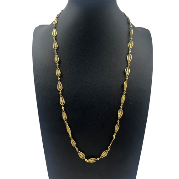 Vintage Trifari Gold Filigree Necklace Delicate C… - image 2