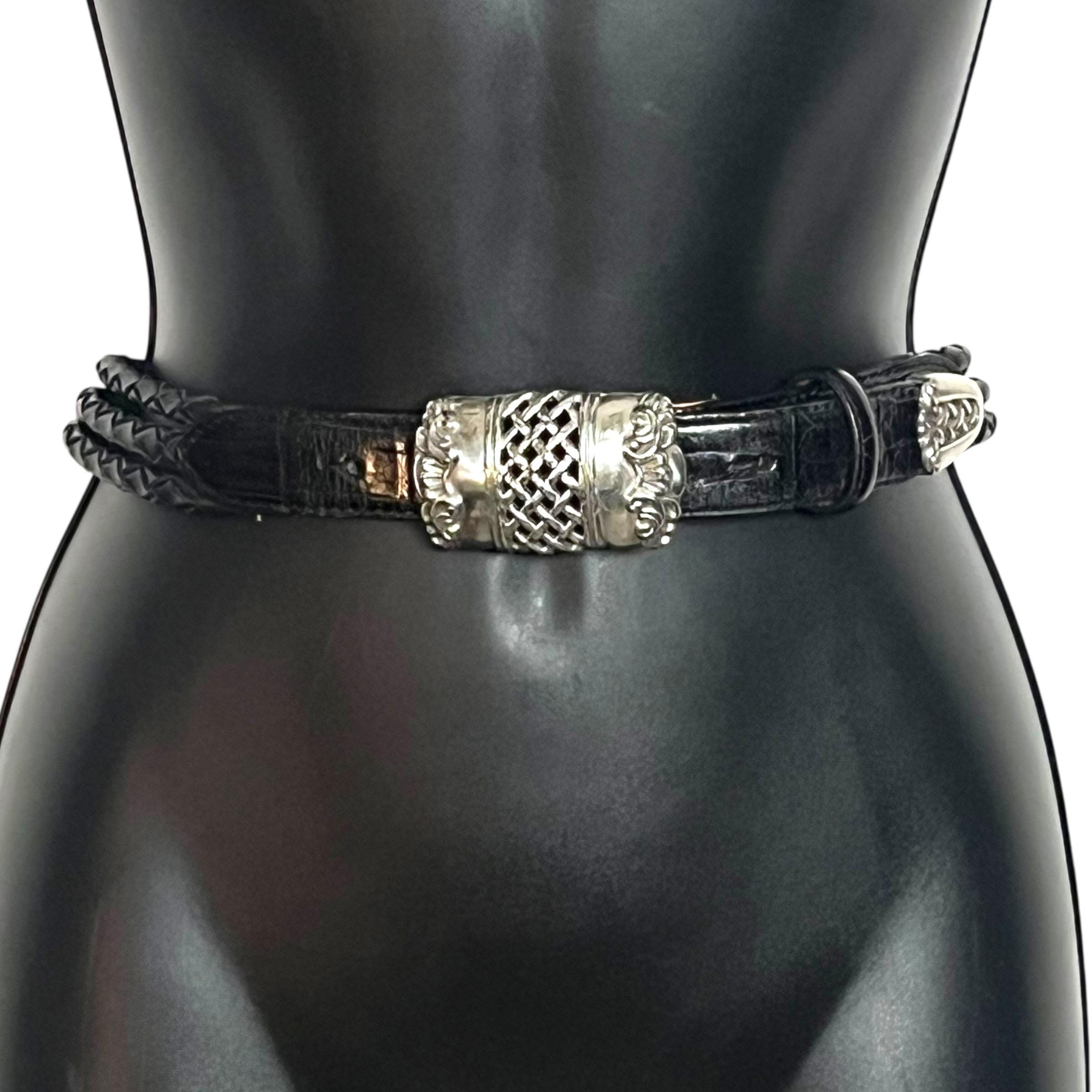 Vintage Brighton Western Belt 1990s Black Bradied Leather  display picture 1