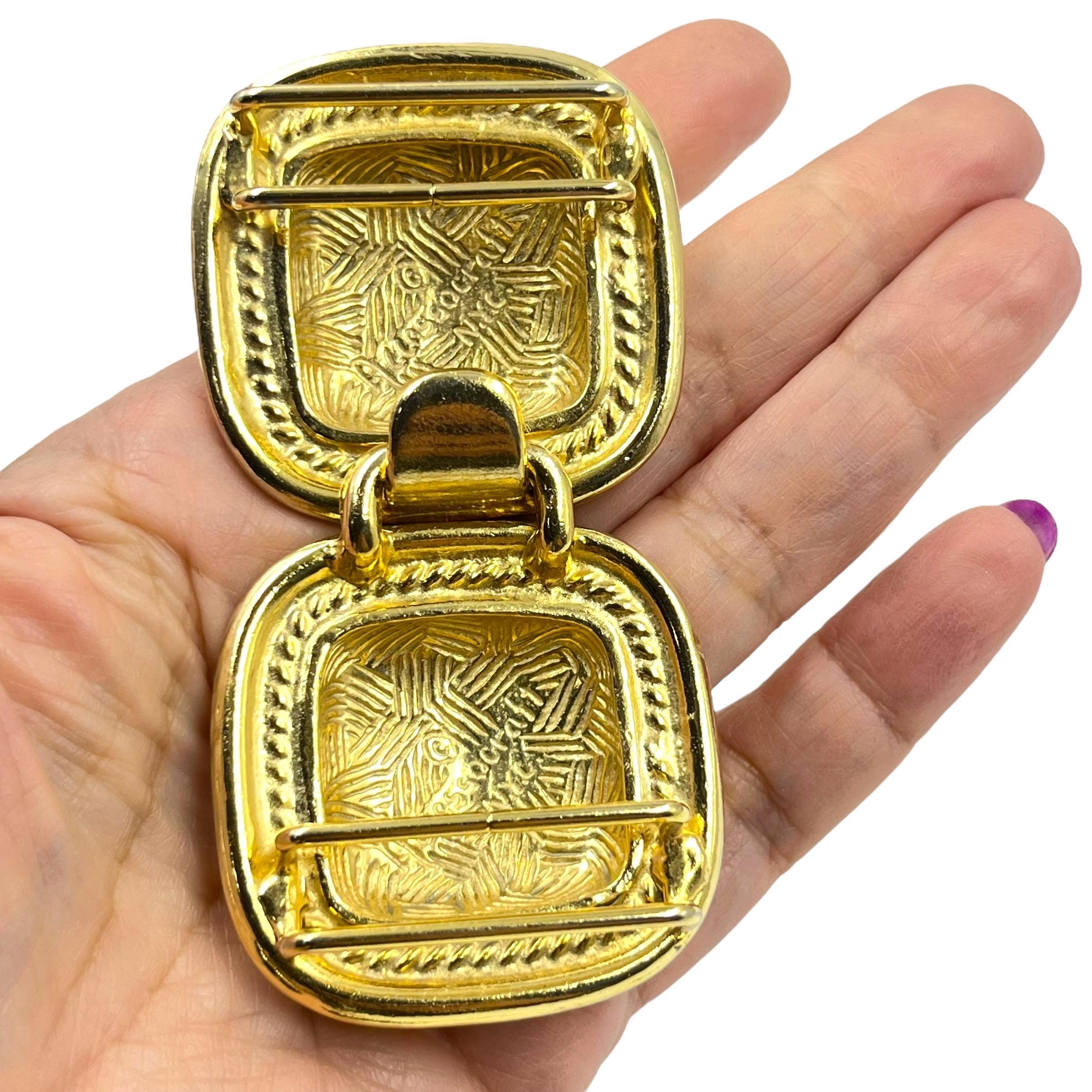 VINTAGE ACCESSOCRAFT NYC Gold Tone Star Belt Buckle Wide Statement 80s Runway RARE 1980s Accessocraft Art Deco Gold Belt Buckle, Fan With  main image 3
