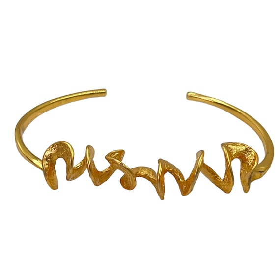 Vintage Gold Vermeil Cuff Bracelet 1990s Y2K Ster… - image 1