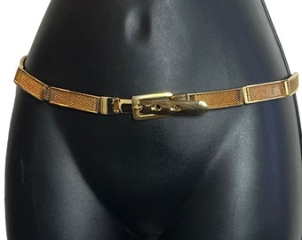 Vintage Gold Mesh Chain Belt 1980s 1990s Runway Couture Unique Retro Accessory Size S M