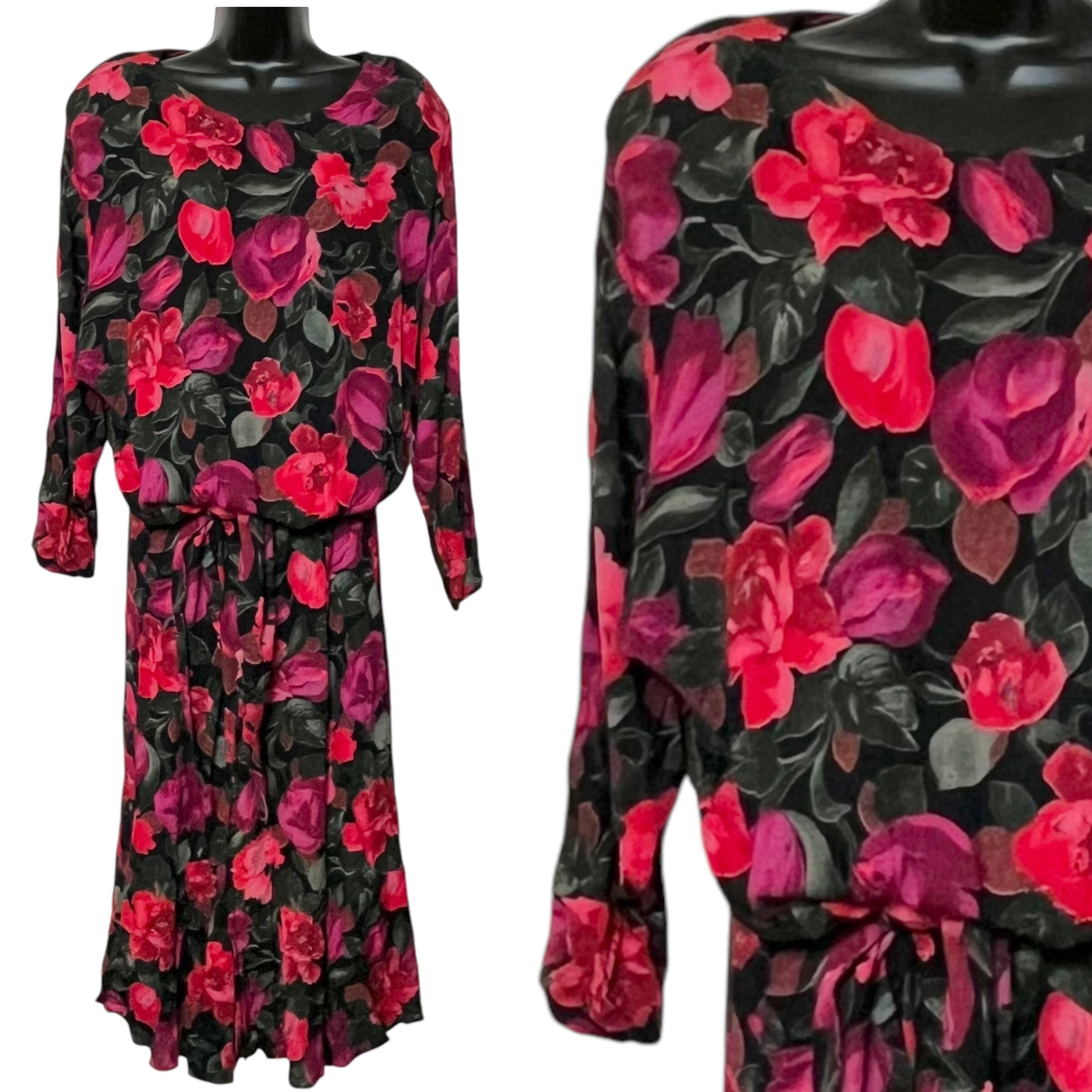 Chemisier Femme Carole Little Dentelle Noire Roses - Taille M - Parfait état