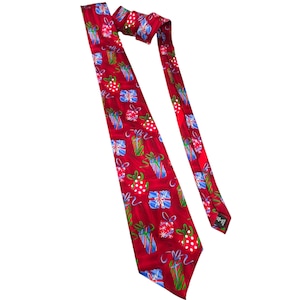 Vintage Christmas Ornament Holiday Tie 1980s 1990s Colorful Festive Party Statement Gift for Him Holliday Traditions by Hallmark