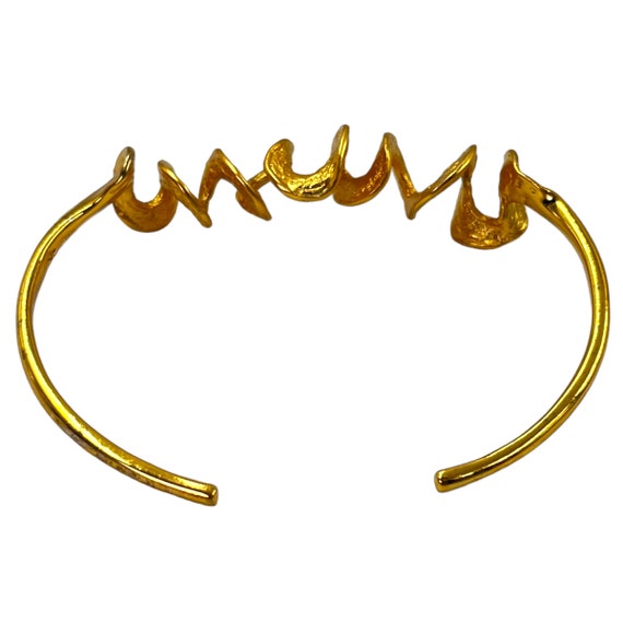 Vintage Gold Vermeil Cuff Bracelet 1990s Y2K Ster… - image 4