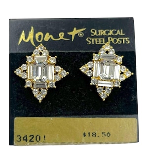 Boucles d'oreilles croix de Malte Monet VINTAGE des années 1980, 1990, neuf, avec carte, déclaration du créateur, occasion spéciale, bijoux formels