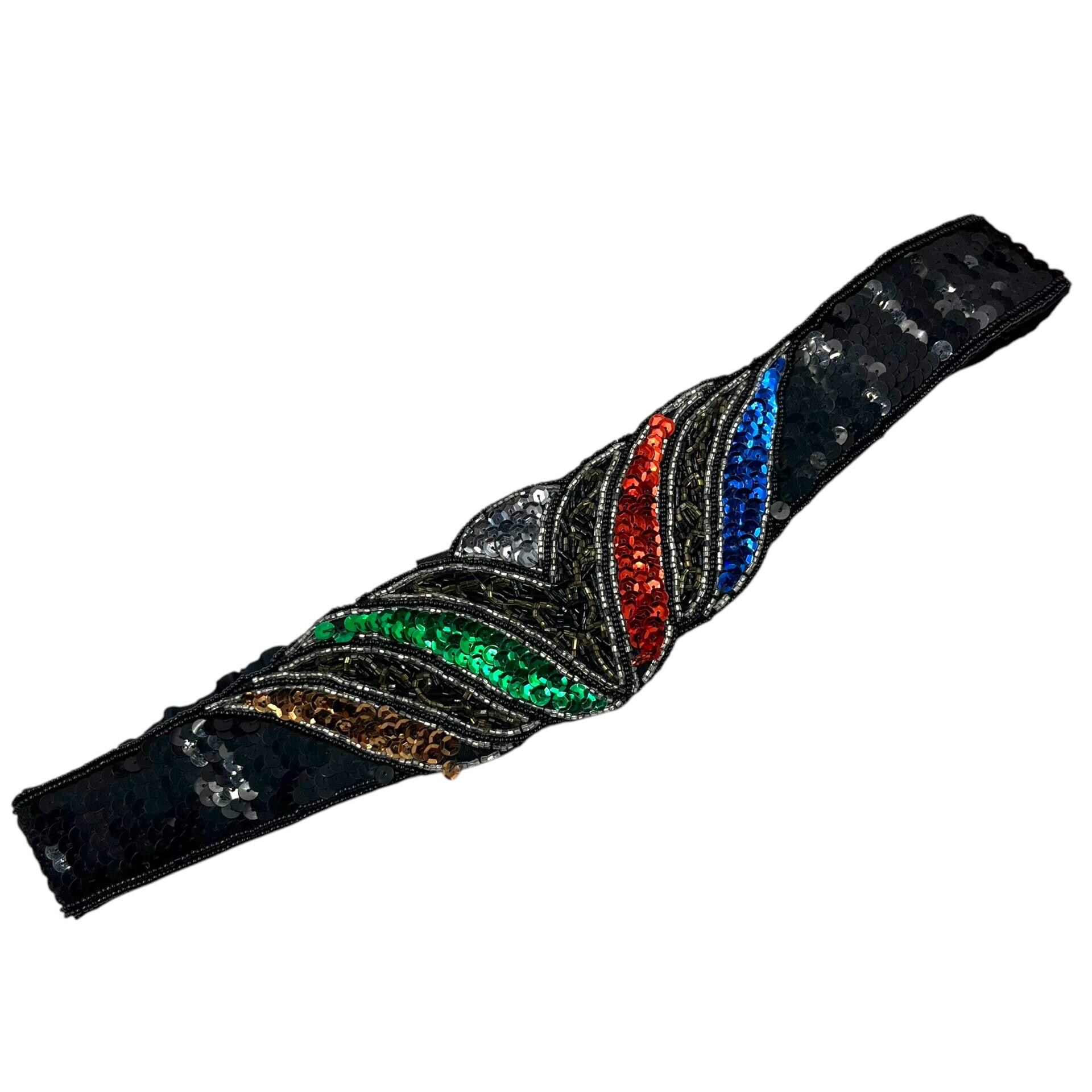 Vintage Magid Sequin Cummerbund Belt 1980s 1990s Wide Beaded  display picture 1