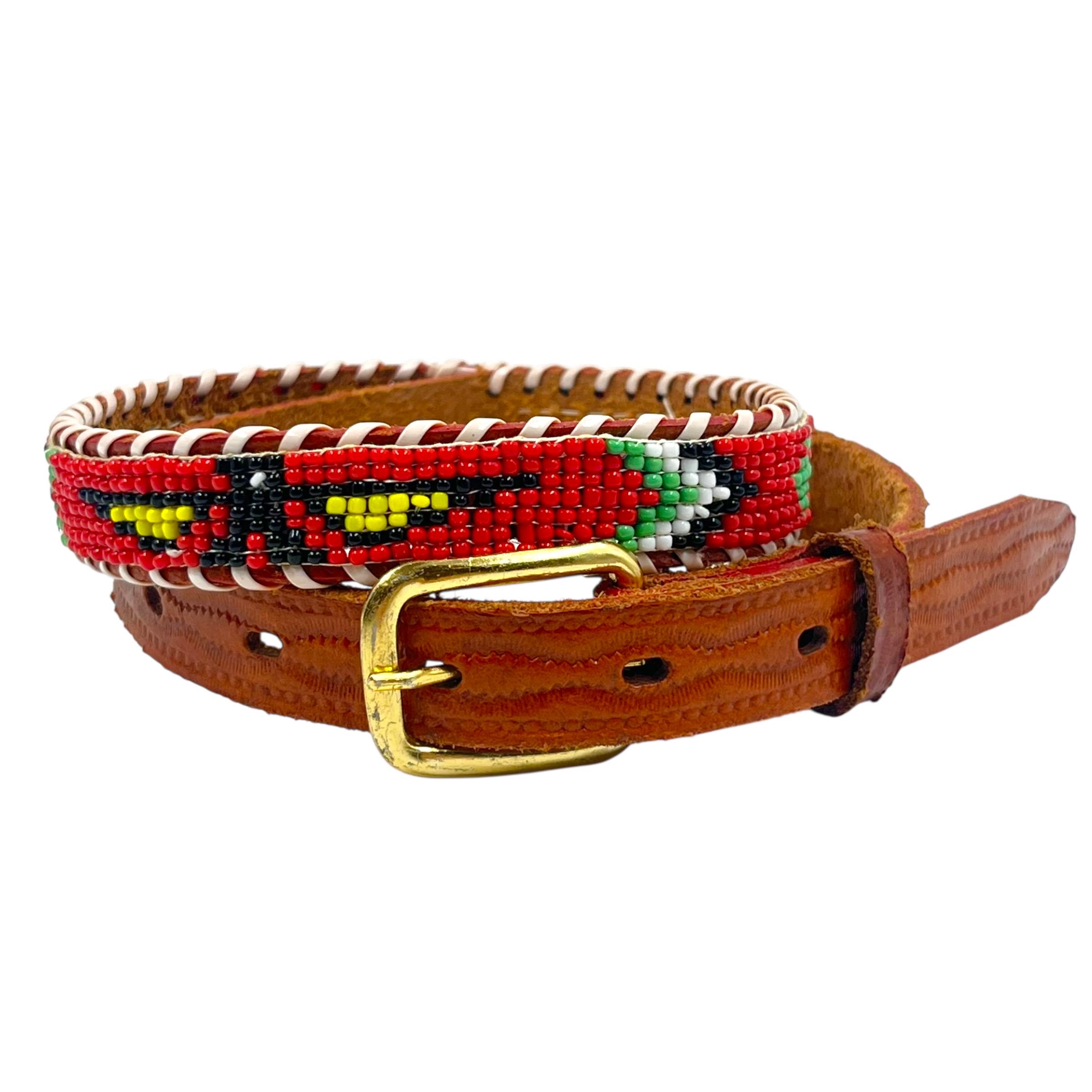 Vintage Western Thunderbird Beaded Belt 1970s 1980s Skinny  display picture 1