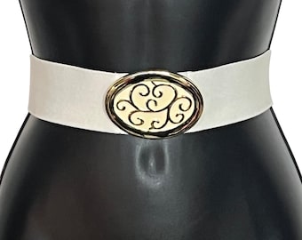 Vintage Gold Floral Fish Scale Belt 1980s 1990s Stretch  display picture 3