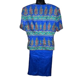 Traje de falda de seda vintage de Adrianna Papell, estilo Art Nouveau, talla grande 16 imagen 3