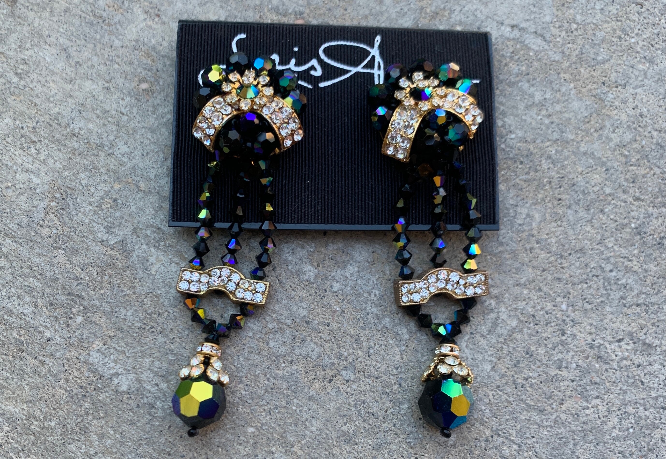 BREATHTAKING Vintage Lois Anne Beaded Rhinestone Earrings Etsy