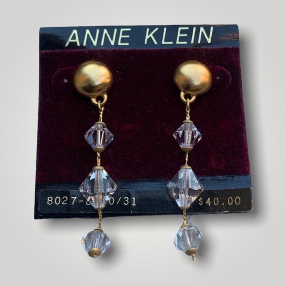 DAZZLING Vintage Anne Klein Beaded Crystal Earrin… - image 1