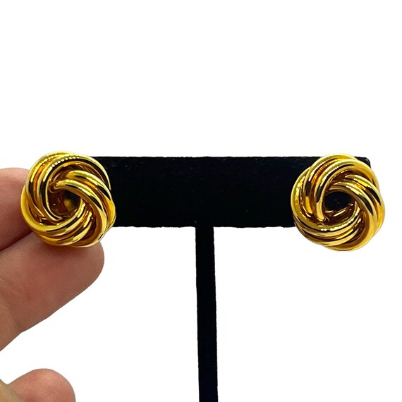 Vintage Petite Gold Knot Earrings 1980s 1990s Run… - image 3