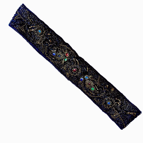 ORNATE Vintage Black Multicolor Beaded Belt 1980s 1990s Runway Couture La Regale Ornate Cummerbund Design Size M Retro Fashion Accessory