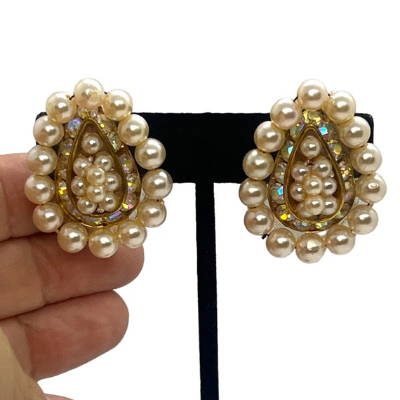 GORGEOUS Vintage Pearl Teardrop Earrings 1980s 19… - image 2