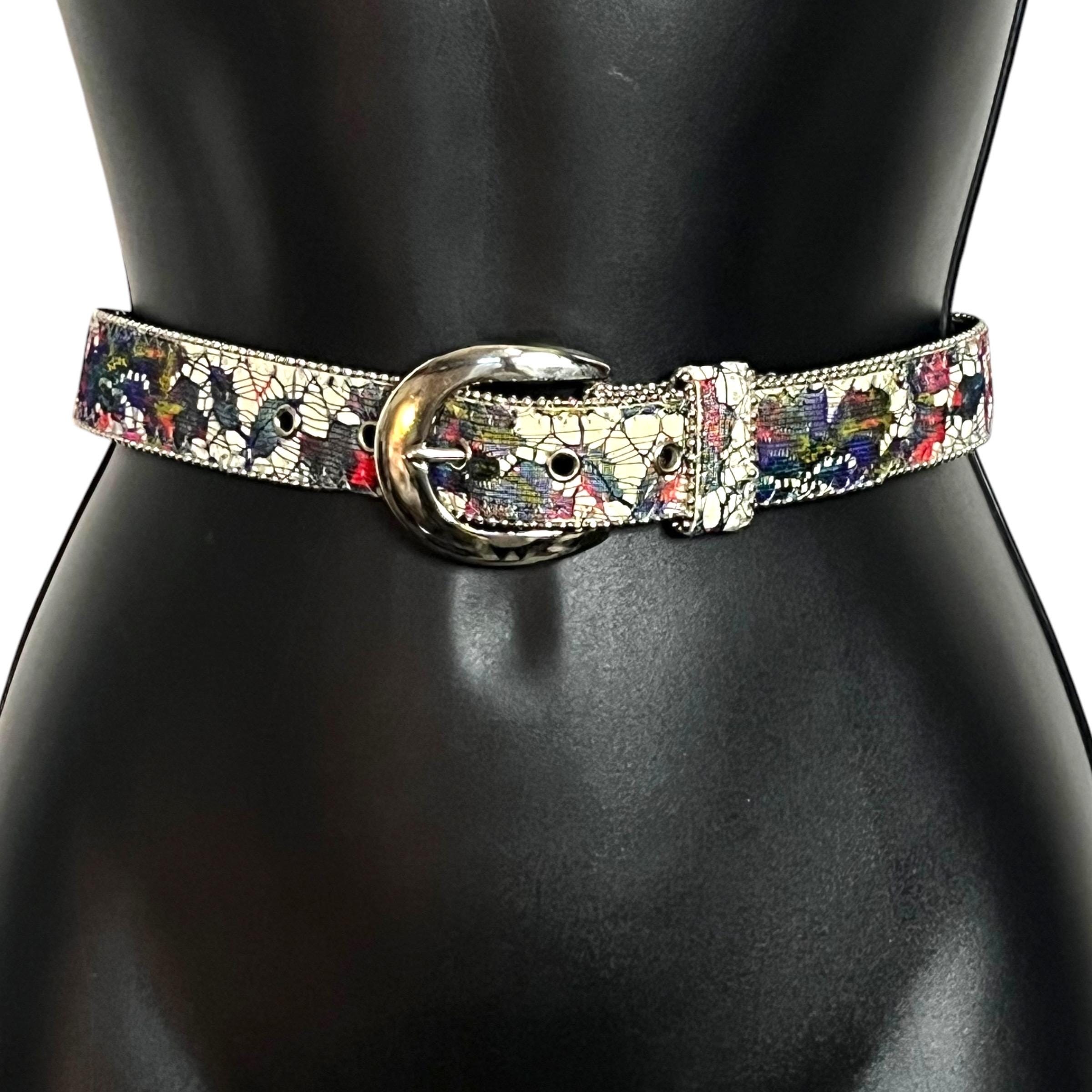 Vintage Elite Fresno California Boho Glitter Lace Belt Medium 36” 2 belt bundle Elite Fresno California Vintage Belt Size S Multicolored  main image 3