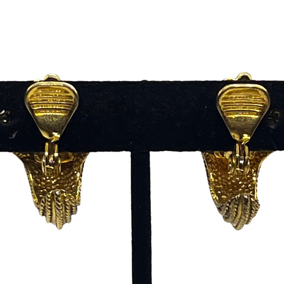Vintage Gold Byzantine Fan Earrings 1980s 1990s E… - image 2