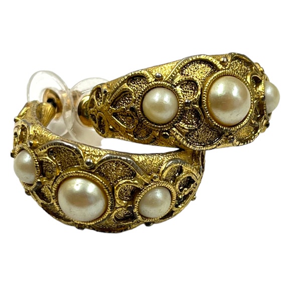 Vintage 1928 Pearl Hoop Earrings Victorian Edward… - image 1