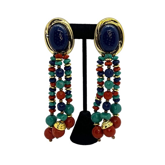 INCREDIBLE Vintage Pakula Beaded Earrings 1980s 1… - image 1