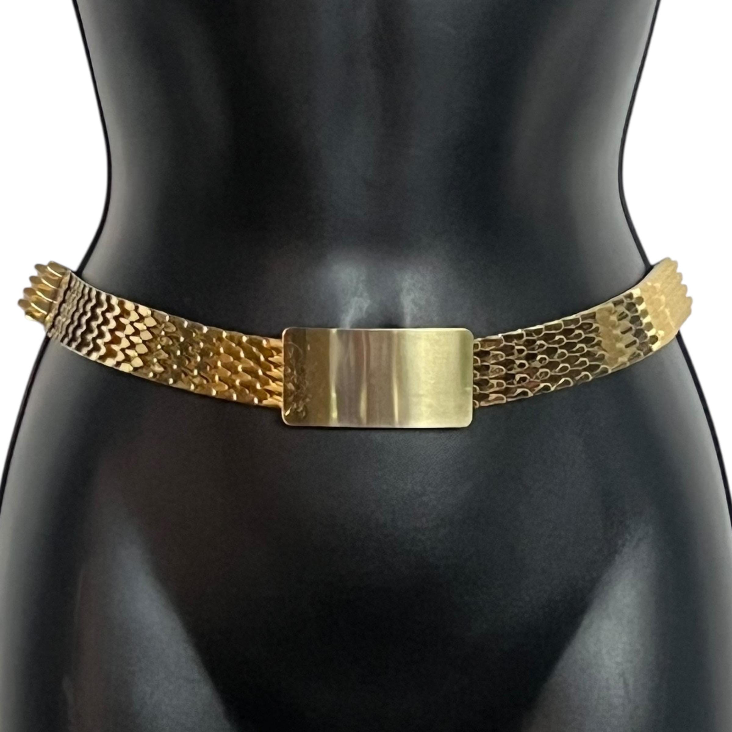 Vintage Gold Stretch Fish Scale Belt 1970s 1980s Retro Glam  display picture 1