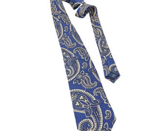 Vintage Ralph Lauren Silk Tie: Navy Blue Paisley Necktie