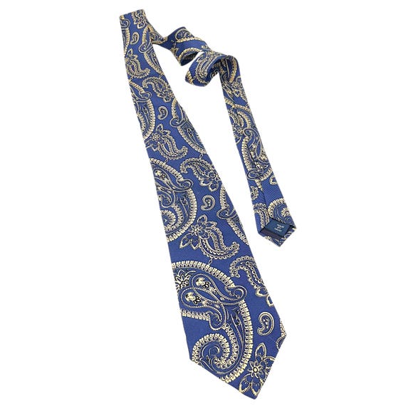 Ralph Lauren ネクタイ ペイズリー シルク100%ビンテージ 日本製 ヴィンテージ ラルフローレン シルクネクタイ：ネイビーブルー
