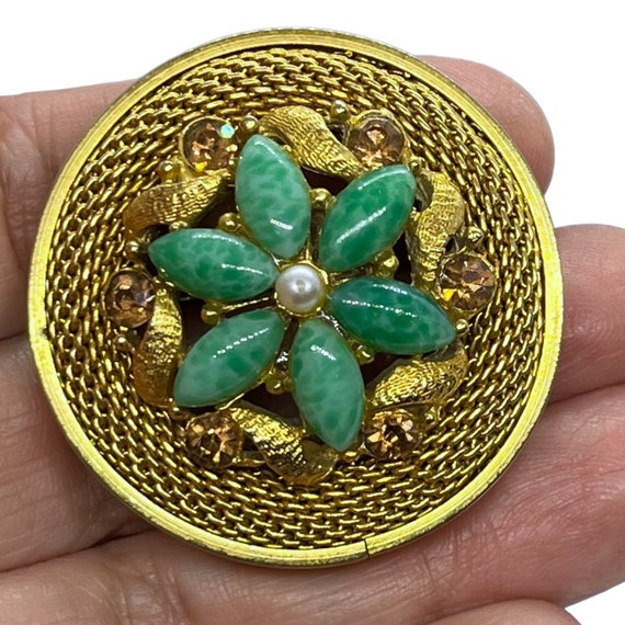 EXQUISITE Vintage Peking Glass Brooch Pin 1950s 1… - image 2