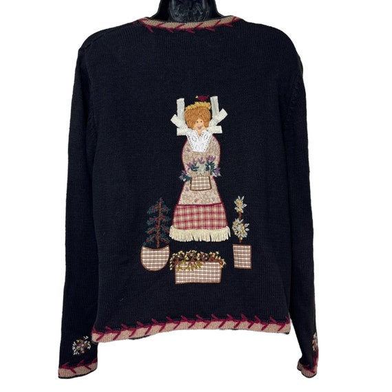 Vintage Angel Christmas Cardigan Sweater 1990s Bl… - image 4