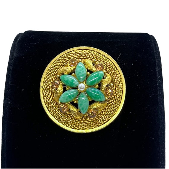 EXQUISITE Vintage Peking Glass Brooch Pin 1950s 1… - image 1