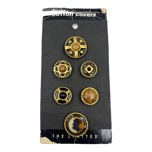 Vintage 1980 1990s Button Covers Matte Gold Schildpatt Lucite Faux Kuhfell Byzantiner etruskische High Quality Statement von The Limited
