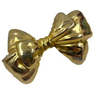 Vintage Large Gold Bow Barrette 1980s 1990s Oversized Glamorous Hair Clip Accessory Made in France