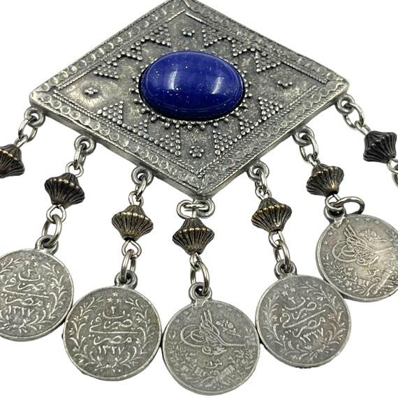 Vintage Ben Amun Coin Brooch Pin Boho Ethnic Silv… - image 2