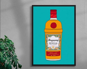 Tanqueray sevilla digital art print | available in different sizes | alcohol print fun art | gin poster