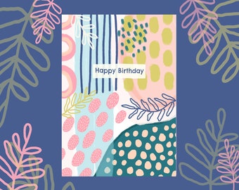 Happy Birthday greeting card | Birthday | Hand drawn design | Coloured Envelope included