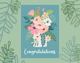 Congratulations greeting card | celebrate | Hand drawn design | Coloured Envelope included