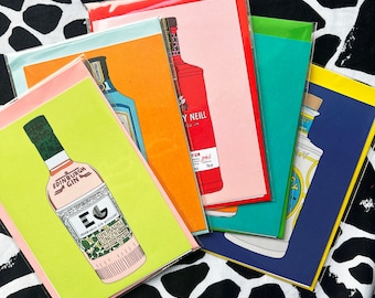 A6 colourful gin card for any occasion | blank inside | alcohol | birthday | wedding card