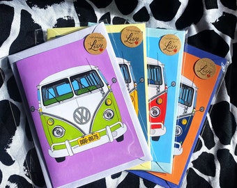 Mini hippy van A6 cards print | individual or in a pack | comes with envelope | matte card