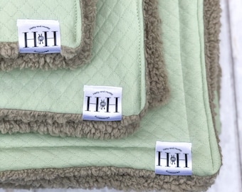 Mint Green Jersey and Grey Faux Fur Pet Blanket