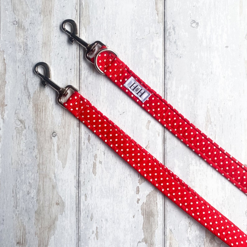 Dog Lead / Leash Extensions Red Polka Dot