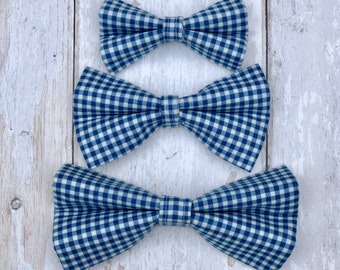 Navy Gingham Dog Bow / Bowtie