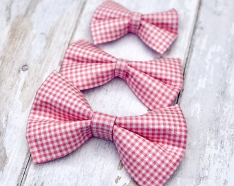 Pink Gingham Dog Bow / Bowtie