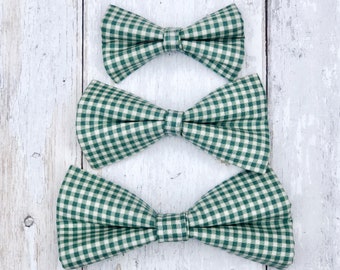 Green Gingham Dog Bow / Bowtie