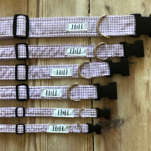 Hetty & Huxley lilac gingham pet collars - all 6 sizes