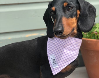 Lilac Gingham Dog Bandana