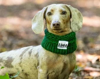 Luxury Hand Knitted 100% Merino Wool Dog Snood - Forest Green