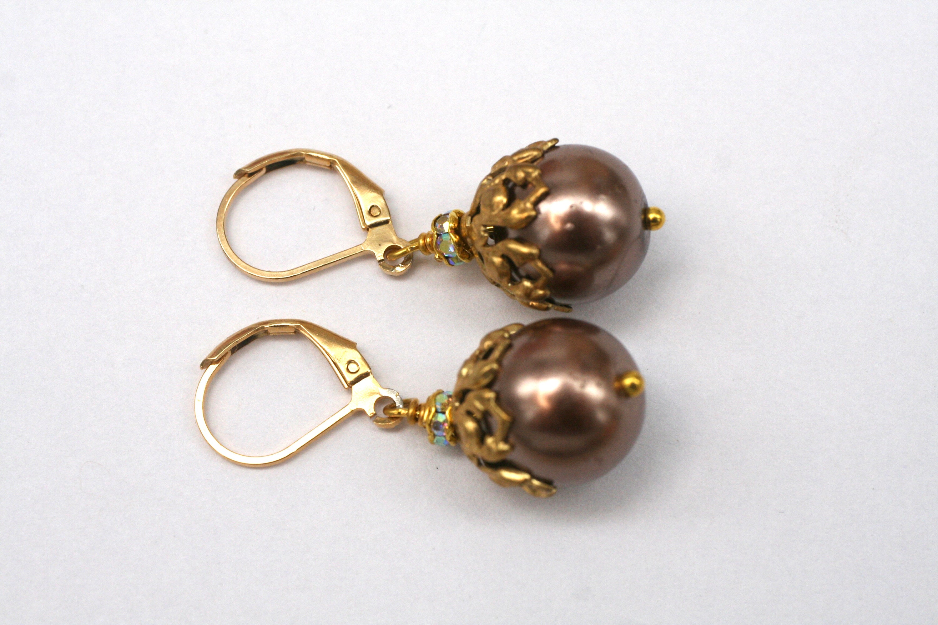 old Russian style Diamond Malinka Earrings 14k E1014 - Anzor Jewelry